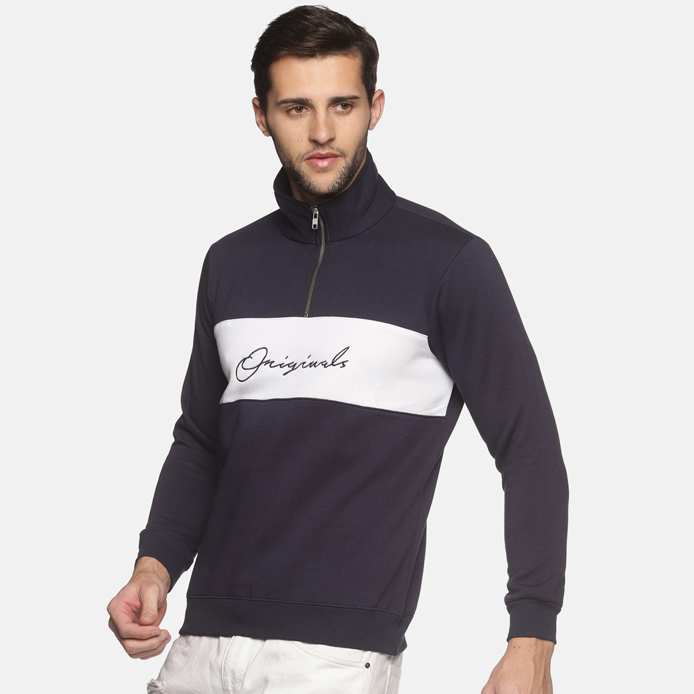 full sleeve sweatshirt with collar zip
